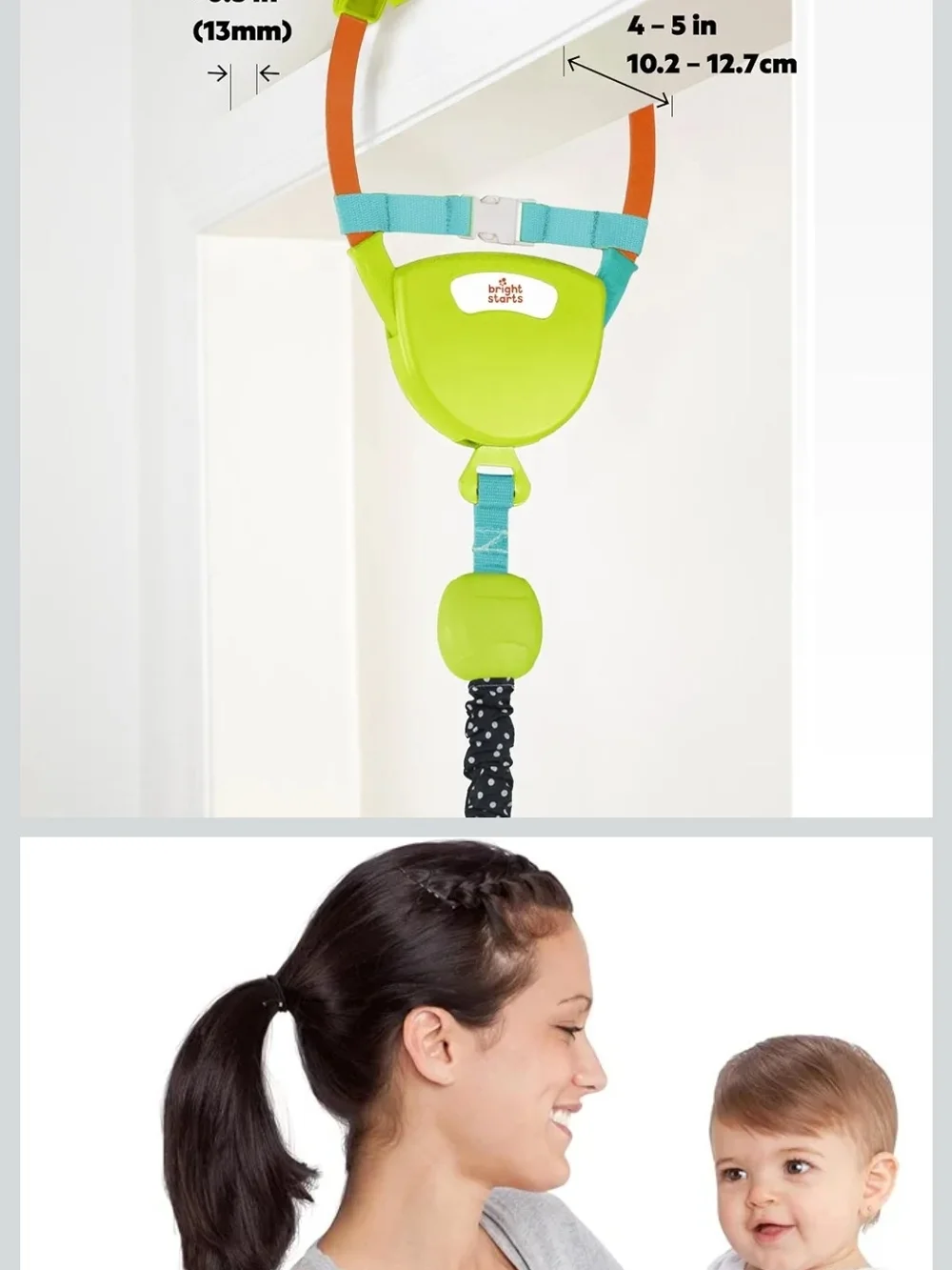 Bright Starts Bounce 'n Spring Deluxe Door Jumper – Blue & Green NWOT